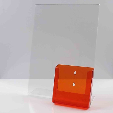 L standaard A3 staand met transparant oranje folderhouder A5